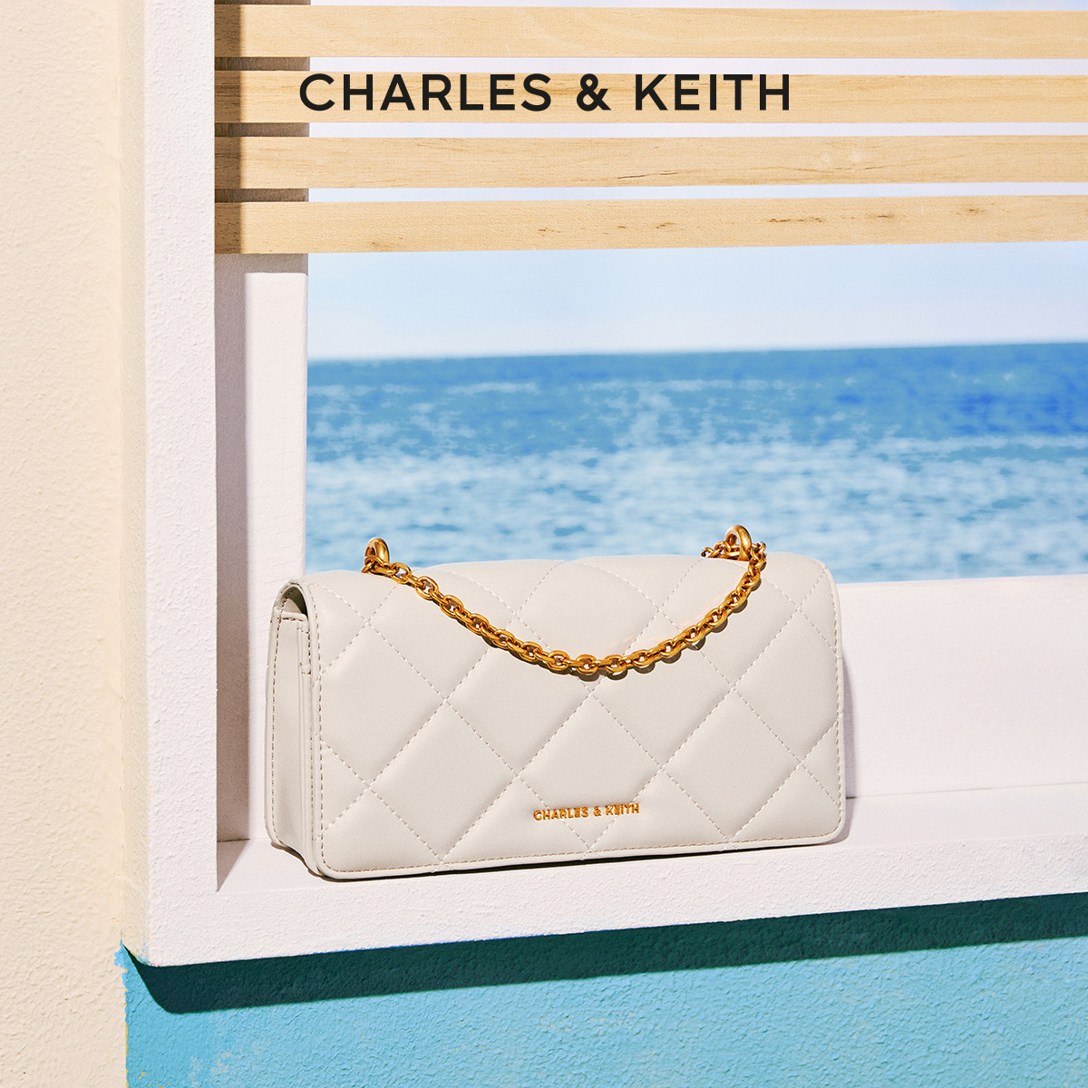 【毕业礼物】CHARLES&KEITH女CK6-10680924油画菱格链条单肩钱包