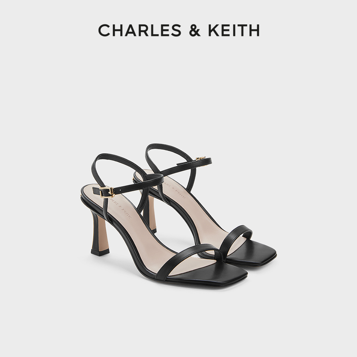 CHARLES&KEITH24春夏新款CK1-60580290法式方头一字带高跟凉鞋女 女鞋 时装凉鞋 原图主图