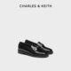 CHARLES&KEITH25秋新款 单鞋 CK1 70381154英伦风平底金属饰乐福鞋
