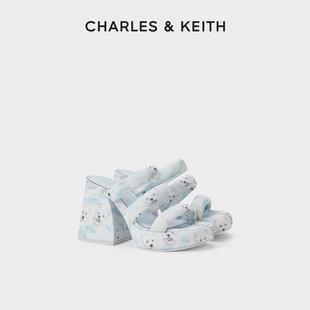 CHARLES&KEITH24夏新款 60580292防水台半拖粗跟厚底高跟凉鞋 CK1