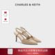 新款 CK1 60361601金属扣气质尖头高跟鞋 CHARLES&KEITH26春季 凉鞋