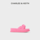 70381039绒布扭结一字带厚底外穿拖鞋 CHARLES&KEITH秋冬女鞋 CK1