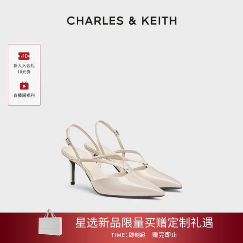 尖头漆皮高跟凉鞋CHARLES＆KEITH