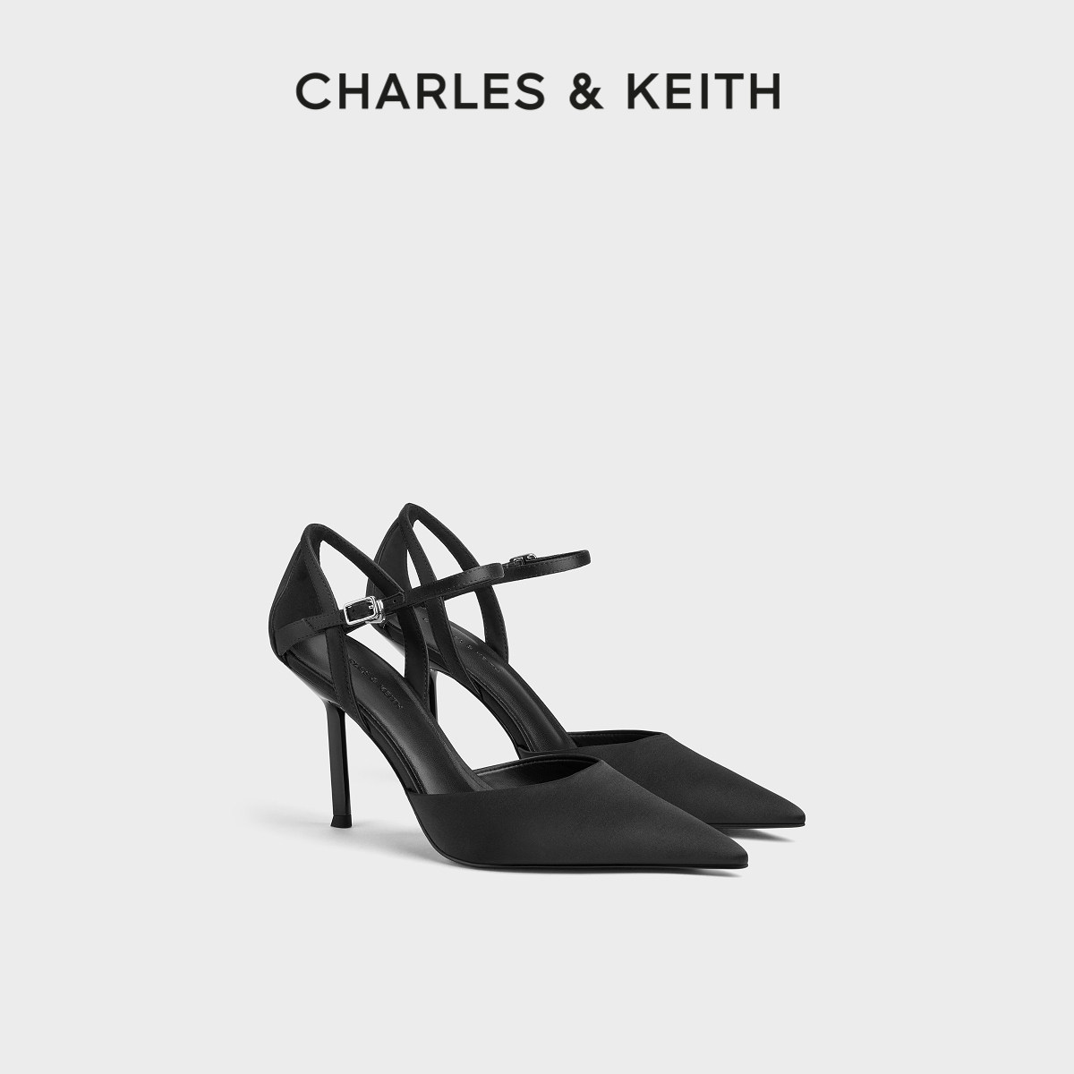 尖头缎面高跟凉鞋CHARLES＆KEITH图片