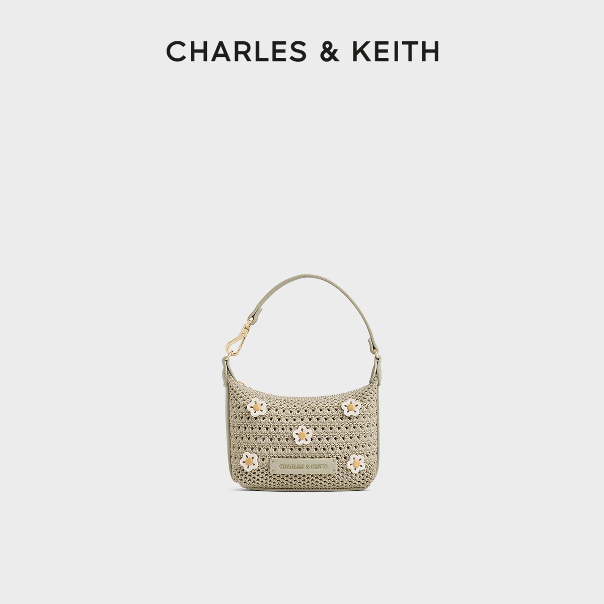 CHARLES&KEITH26夏新款CK6-40681286-1花朵编织手提斜挎包迷你包