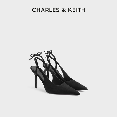 CHARLES&KEITH26秋季新款CK1-60280517尖头蝴蝶结高跟鞋细跟凉鞋