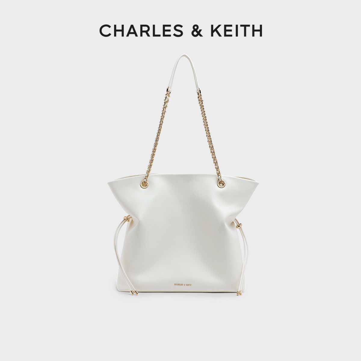 CHARLES&KEITH25新款CK2-20782654大容量抽绳链条托特福袋包大号