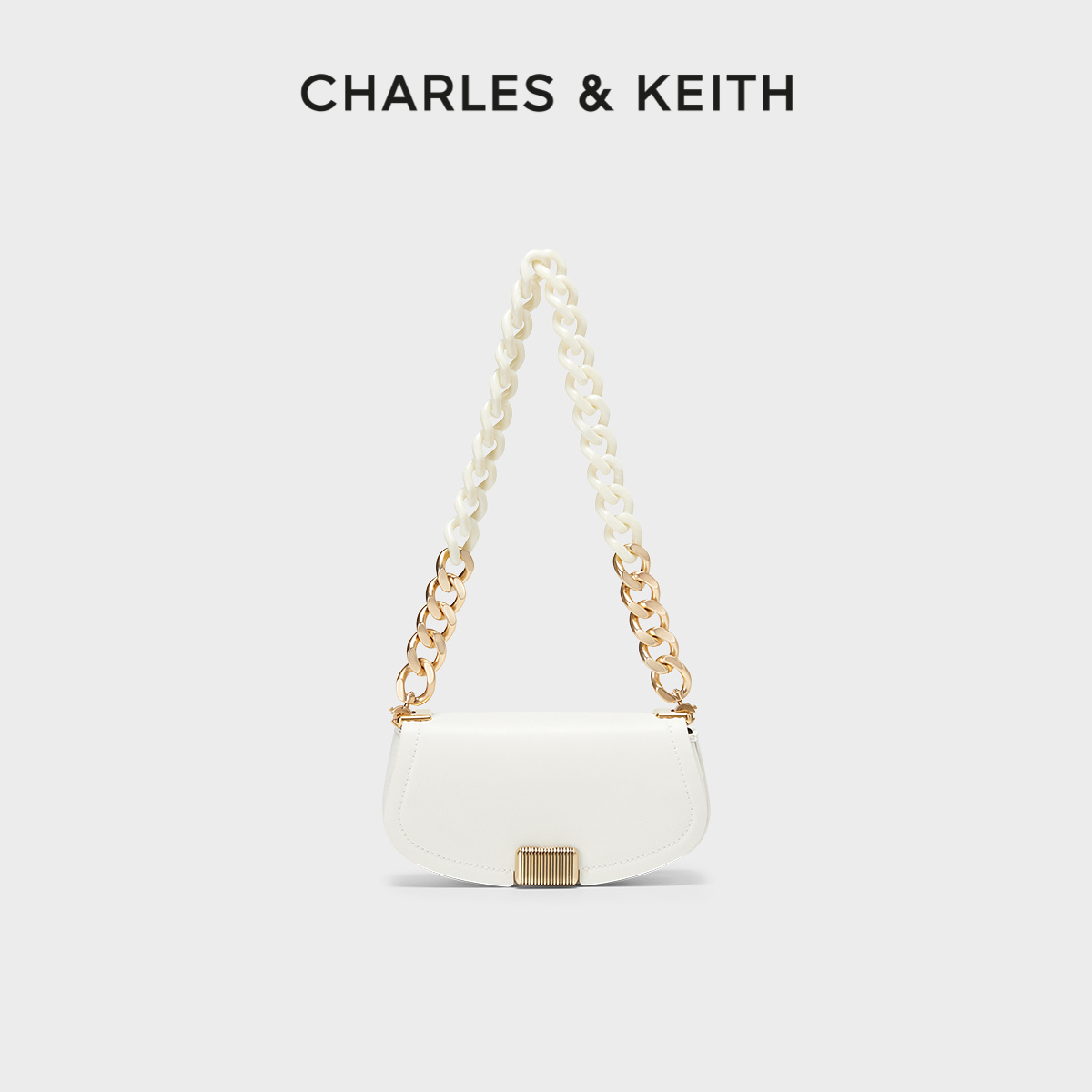 女士巧克力链条国王马鞍包CHARLES&KEITH