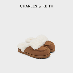 CHARLES&KEITH24冬季新款CK1-70900548厚底加绒棉拖鞋包头拖鞋女