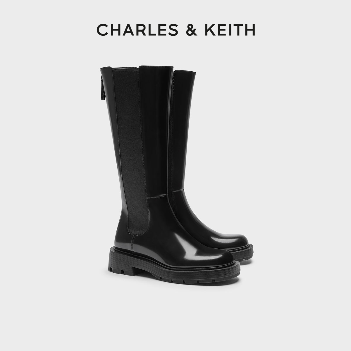 冬季新款复古厚底高筒骑士靴