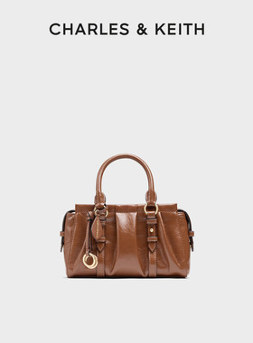 CHARLES&KEITH25冬新款CK2-30671820褶皱包挂手提小方包波士顿包