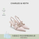婚鞋 61720199亮钻一字带尖头高跟凉鞋 CK1 CHARLES&KEITH26春新款