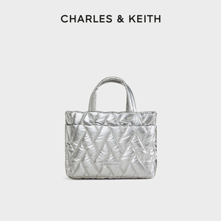 CHARLES&KEITH秋冬女包CK2 1尼龙菱格云朵包手提托特包 30782552