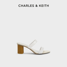 CHARLES&KEITH春夏女鞋CK1-60280384简约粗高跟一字凉拖鞋女