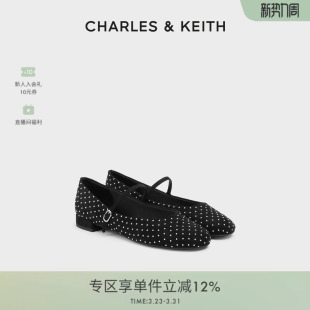 女鞋 单鞋 CK1 1平底仿珍珠饰玛丽珍鞋 70381068 CHARLES&KEITH春季