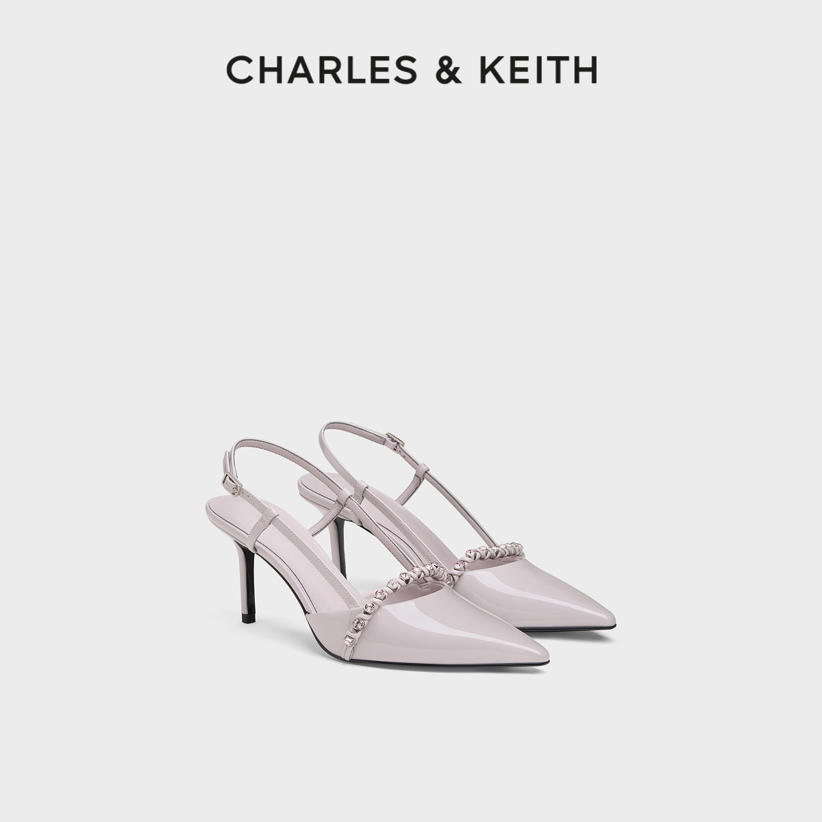 CHARLES&KEITH26秋季新款CK1-60580344优雅尖头闪钻细高跟鞋凉鞋 - 实物图