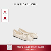 新款 CK1 70920216蝴蝶结褶皱平底芭蕾鞋 CHARLES&KEITH26春季 单鞋