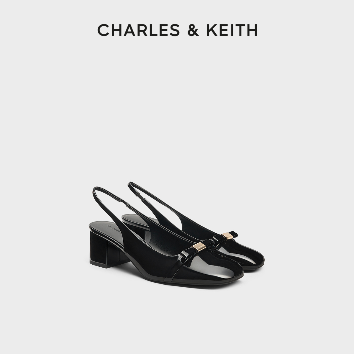 CHARLESKEITH圆头方跟蝴蝶结凉鞋