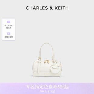 女包CK2 CHARLES&KEITH秋季 30671730拼色掛飾手提斜挎包波士頓包