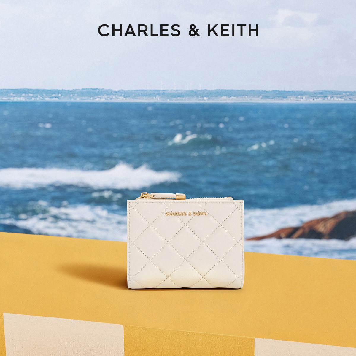 CHARLES&KEITH26春新款CK6-10770729菱格纹多卡位短款钱包零钱包