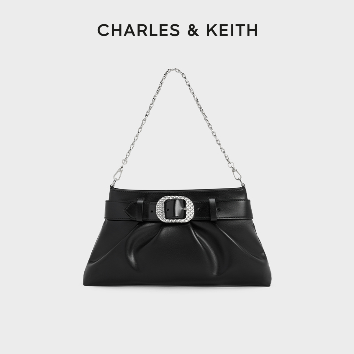 CHARLES&KEITH金属扣带饰腋下包