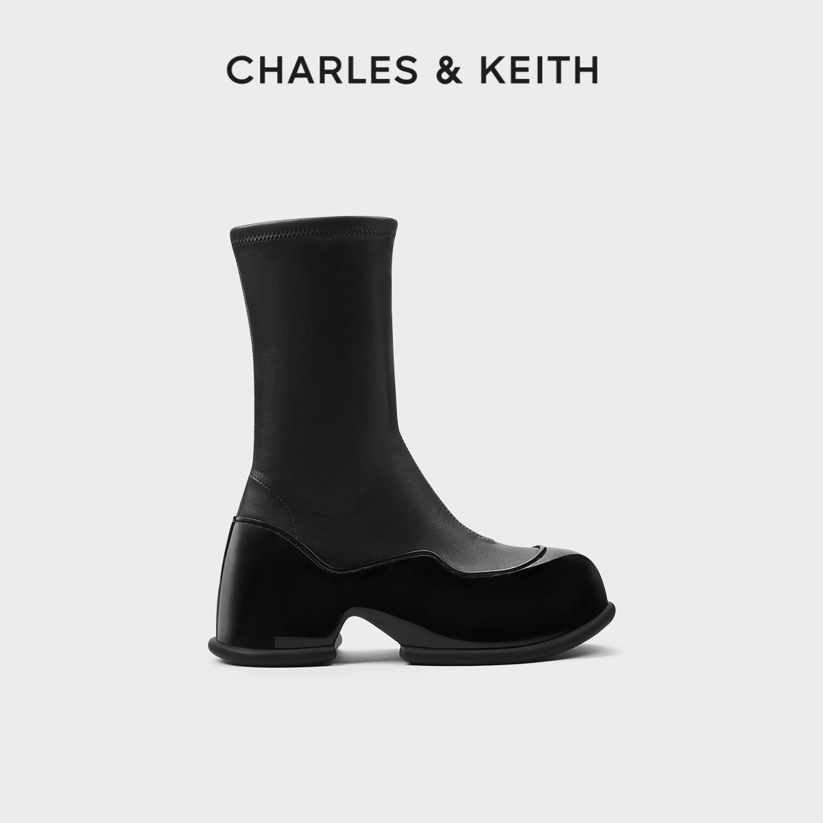 CHARLES&KEITH粗跟弹力靴