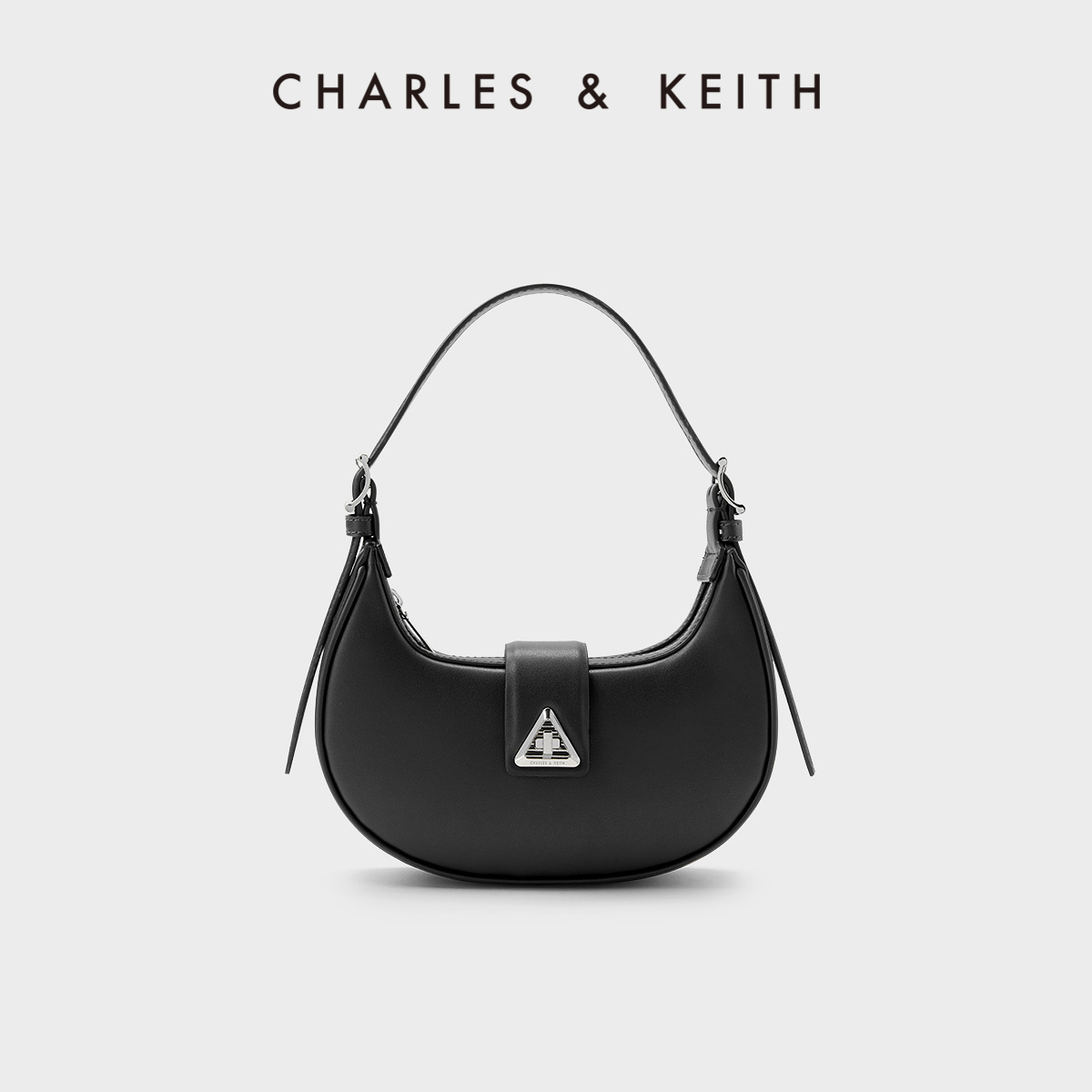 CHARLES&KEITH23秋冬新款CK2-50271205女士拉链单肩腋下包新月包