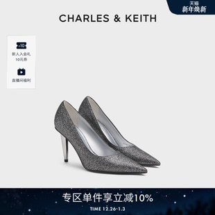 女婚鞋 CHARLES&KEITH秋冬女鞋 亮面尖头高跟鞋 60280457时尚 CK1