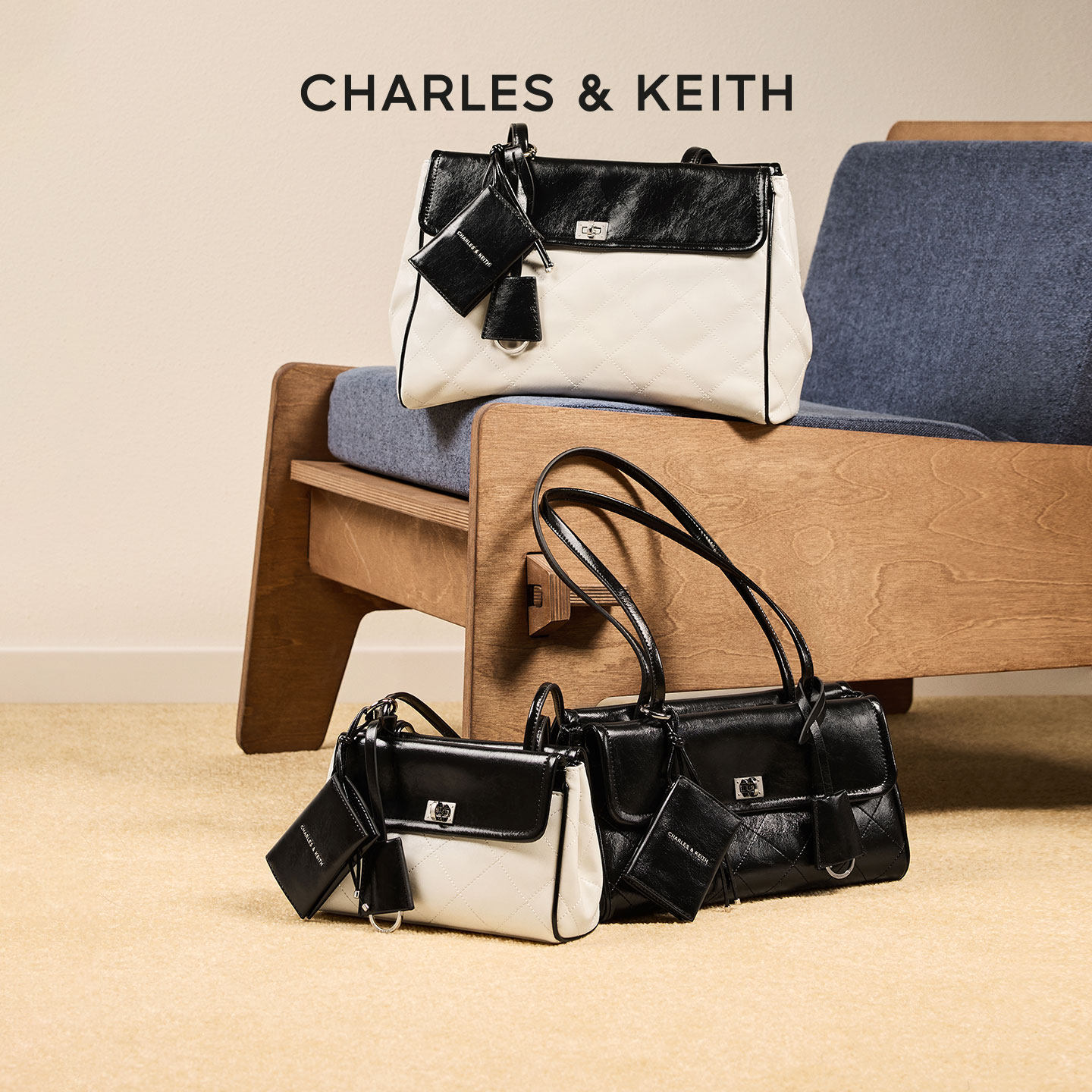 CHARLES&KEITH26冬新款CK2-30151701合集菱格腋下托特包法棍包