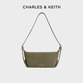 20271679 CHARLES&KEITH25冬新款 CK2 1复古绒面单肩腋下包枕头包