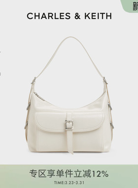 CHARLES&KEITH春季女包CK2-40782622大容量油蜡皮hobo斜挎腋下包