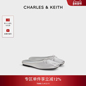 70900576平底圆头缎面蝴蝶结穆勒拖鞋 CHARLES&KEITH秋冬女鞋 CK1