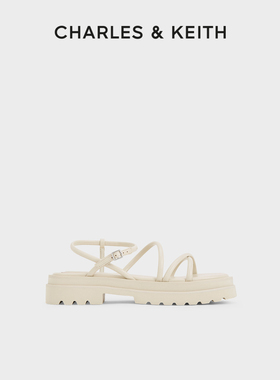 CHARLES&KEITH春季女鞋CK1-70381048交叉细带厚底罗马凉鞋女