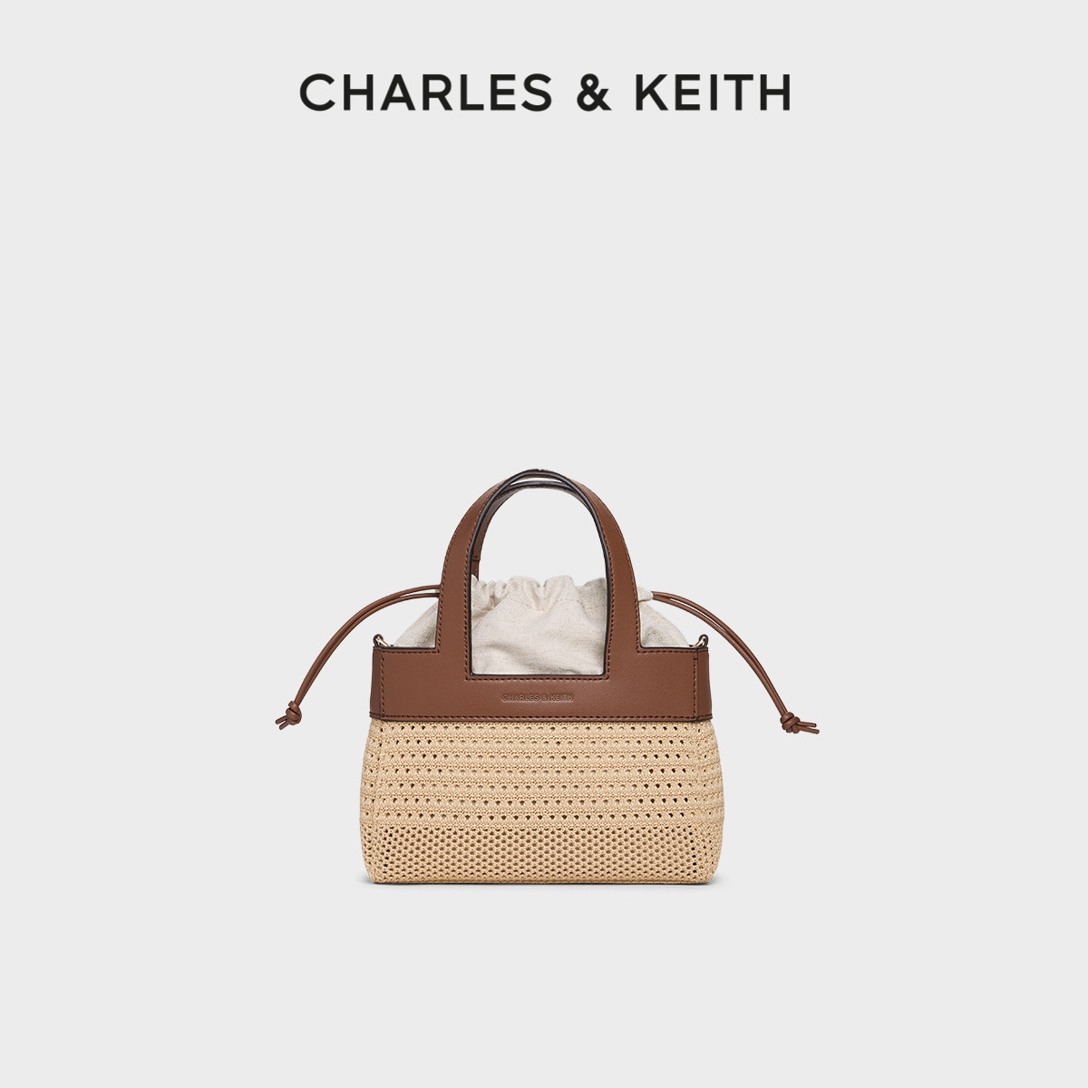 CHARLES&KEITH26夏新款CK11-30782847度假编织手提托特包菜篮子包