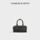 CHARLES&KEITH春季 30840614复古褶皱蝴蝶结手提小方包 女包CK2