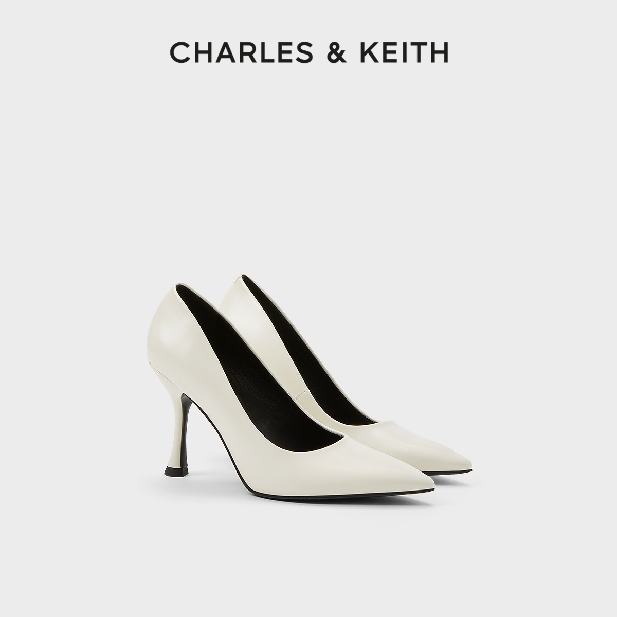 CHARLES&KEITH24夏新款CK1-60280435通勤尖头细高跟鞋浅口单鞋女