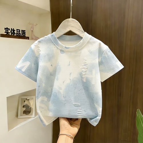 男童夏季短袖破洞T恤韩版洋气