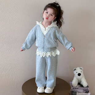 CAMPING KIDDIE时髦女童套装2025新款洋气卫衣时尚儿童秋冬装穿搭