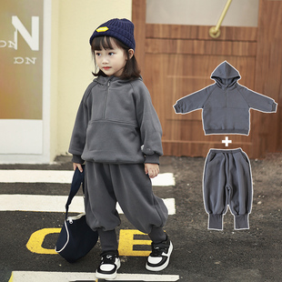 CAMPING KIDDIE儿童套装摇粒绒卫衣秋冬男女童宝宝休闲运动洋气潮