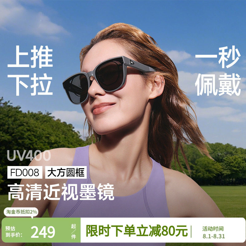 蕉下大方框可套近视镜墨镜男女款图片