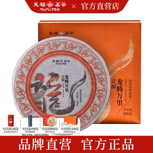 天福茗茶龙年生肖茶饼安化黑茶