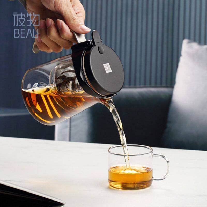 天福茗茶彼物静谧飘逸杯家用全玻璃泡茶壶懒人可拆洗一键过滤茶具
