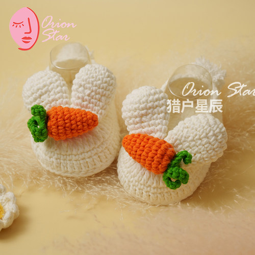 纯棉手工软底宝宝鞋兔子新生儿