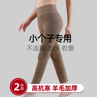 外穿高腰 女士小个子不连脚羊毛咖色加绒加厚保暖冬裤 棉裤 袜秋冬款
