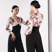 名茵新款 舞蹈服练功服国标舞蕾丝显瘦体服MD22 摩登舞上衣舞服时尚