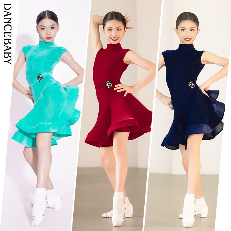 Dancebaby拉丁舞服2025新款比赛服练功规定比赛舞蹈服无袖DAS721