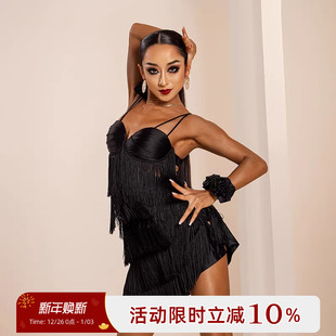 YES2025年新款 流苏拉丁舞服舞裙练功服女多层流苏吊带连衣裙YD136