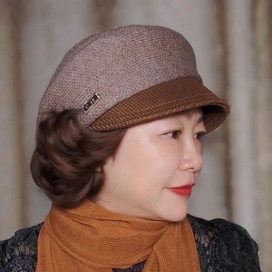 轻奢风假发一体帽针织软檐鸭舌帽女秋冬显脸小画家帽时尚贝雷帽