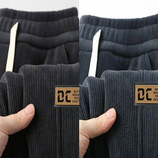 束脚宽松捡漏秋冬抽绳加绒裤 子灯芯绒运动 子 裤 干活女休闲穿长裤