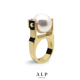 官方ALP JEWELRY真我系列法式 赫本风施华洛珍珠设计独特镀金戒指